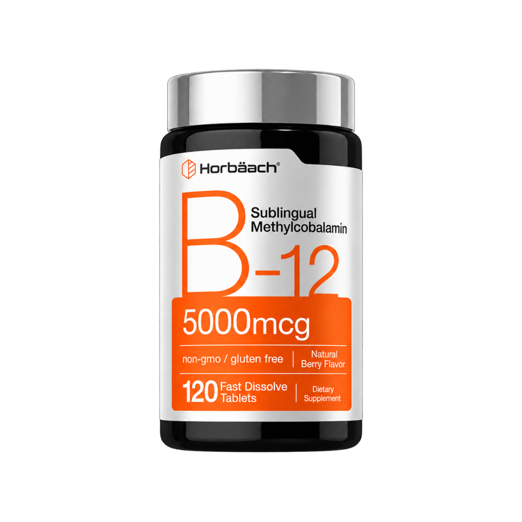 Vitamina B12 5000 mcg  –  Horbäach – 120 tabletas de disolución rápida